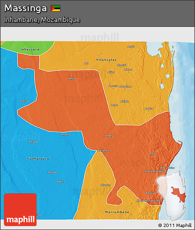 Political 3D Map of Massinga