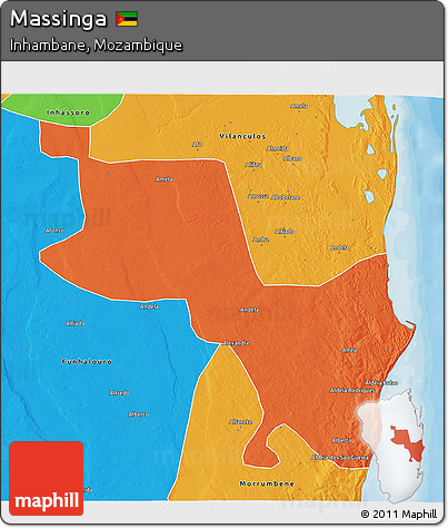 Political 3D Map of Massinga
