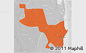 Political 3D Map of Massinga, lighten, desaturated