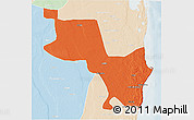 Political 3D Map of Massinga, lighten