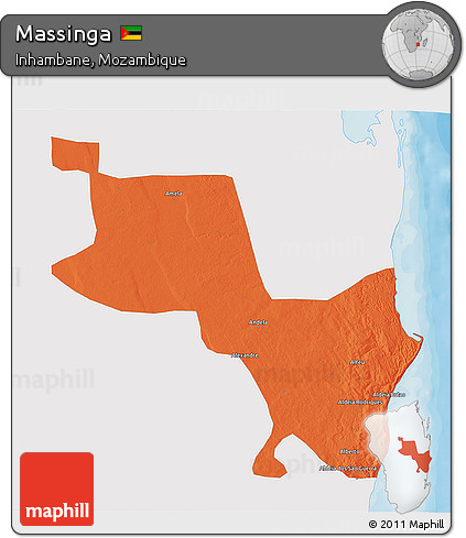 Political 3D Map of Massinga, single color outside