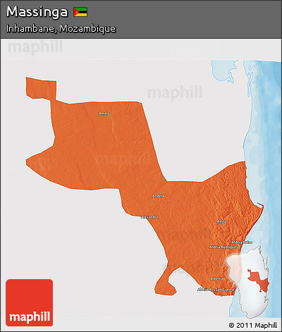 Political 3D Map of Massinga, single color outside