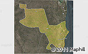 Satellite 3D Map of Massinga, darken, semi-desaturated