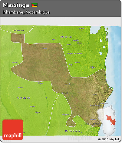 Satellite 3D Map of Massinga, physical outside