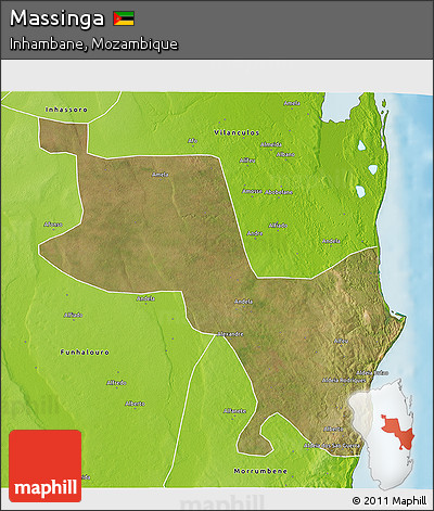 Satellite 3D Map of Massinga, physical outside