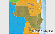 Satellite 3D Map of Massinga, political outside