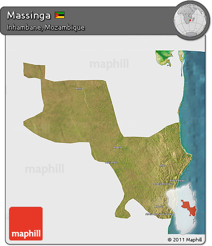 Satellite 3D Map of Massinga, single color outside