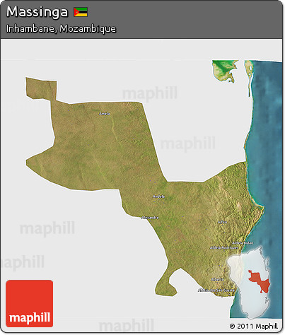 Satellite 3D Map of Massinga, single color outside