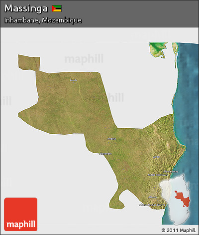 Satellite 3D Map of Massinga, single color outside