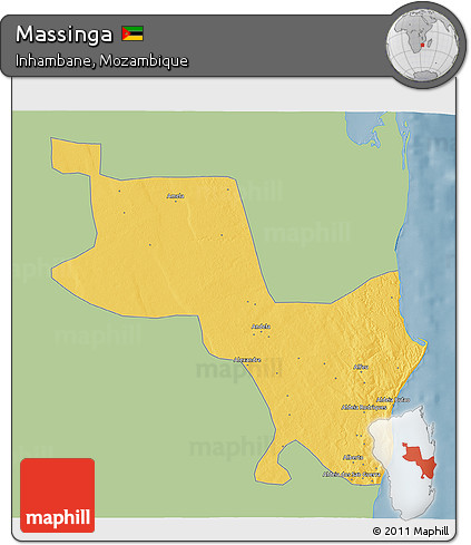 Savanna Style 3D Map of Massinga, single color outside