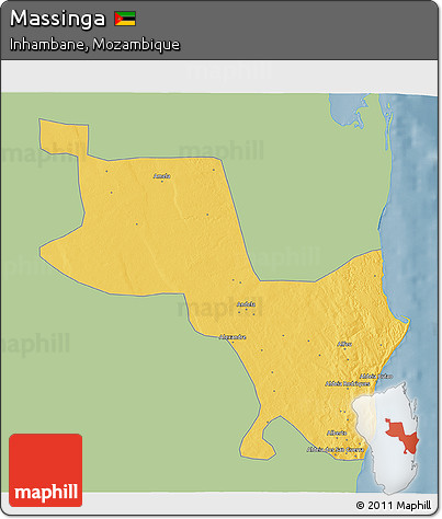 Savanna Style 3D Map of Massinga, single color outside
