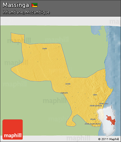 Savanna Style 3D Map of Massinga, single color outside