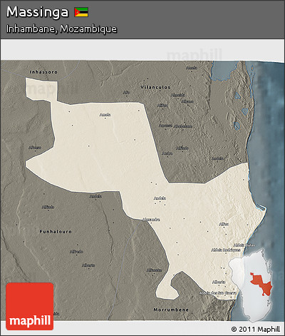 Shaded Relief 3D Map of Massinga, darken