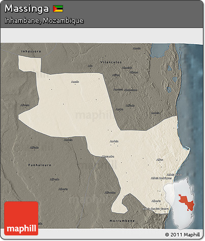 Shaded Relief 3D Map of Massinga, darken