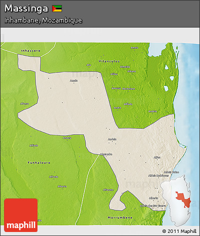 Shaded Relief 3D Map of Massinga, physical outside