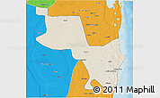 Shaded Relief 3D Map of Massinga, political outside