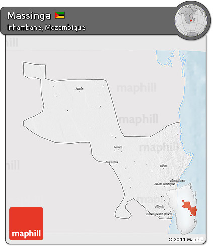 Silver Style 3D Map of Massinga, single color outside