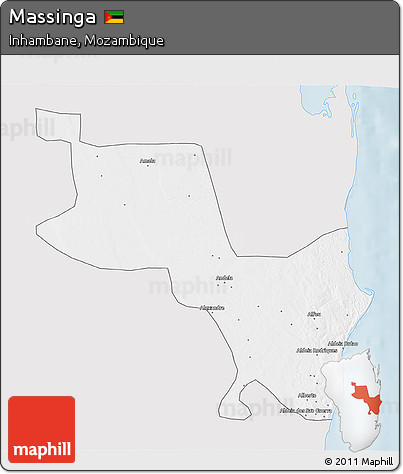 Silver Style 3D Map of Massinga, single color outside