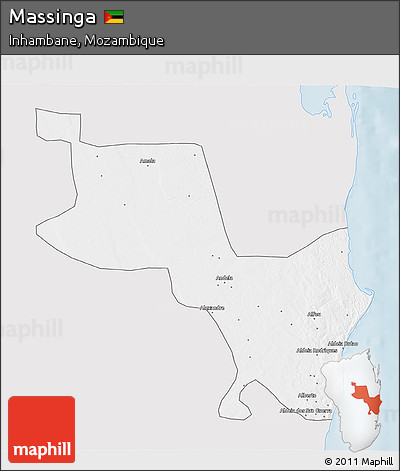 Silver Style 3D Map of Massinga, single color outside