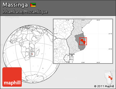 Blank Location Map of Massinga, highlighted country, highlighted parent region