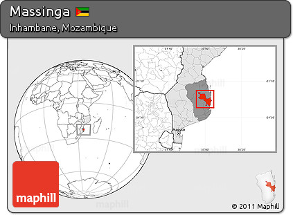 Blank Location Map of Massinga, highlighted country, highlighted parent region