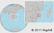Gray Location Map of Massinga, within the entire country
