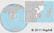 Gray Location Map of Massinga, highlighted country, within the entire country