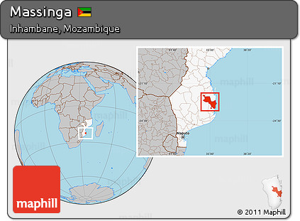 Gray Location Map of Massinga, highlighted country