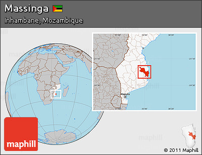 Gray Location Map of Massinga, highlighted country
