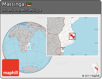 Gray Location Map of Massinga, highlighted country
