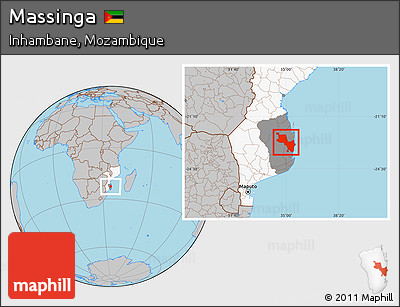 Gray Location Map of Massinga, highlighted country, highlighted parent region