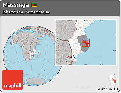 Gray Location Map of Massinga, highlighted country, highlighted parent region