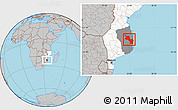 Gray Location Map of Massinga, highlighted country, highlighted parent region
