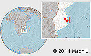 Gray Location Map of Massinga, highlighted country, hill shading