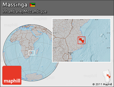 Gray Location Map of Massinga, hill shading
