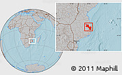 Gray Location Map of Massinga, hill shading