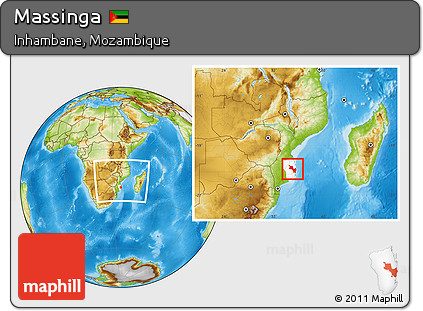 Physical Location Map of Massinga, highlighted parent region, within the entire country