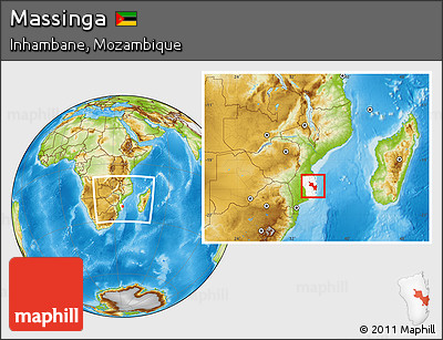 Physical Location Map of Massinga, highlighted parent region, within the entire country