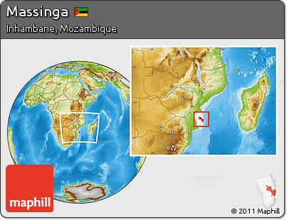 Physical Location Map of Massinga, highlighted parent region, within the entire country