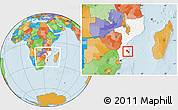 Political Location Map of Massinga, highlighted country, within the entire country