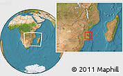 Satellite Location Map of Massinga, within the entire country