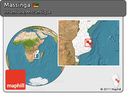 Satellite Location Map of Massinga, highlighted country