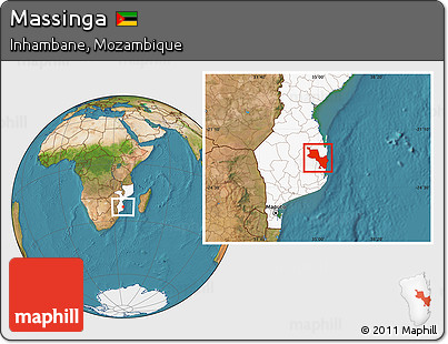 Satellite Location Map of Massinga, highlighted country