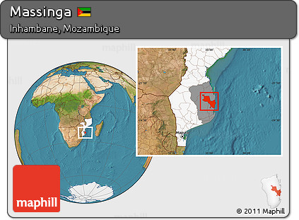 Satellite Location Map of Massinga, highlighted country, highlighted parent region
