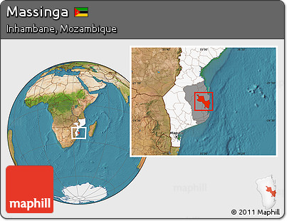 Satellite Location Map of Massinga, highlighted country, highlighted parent region