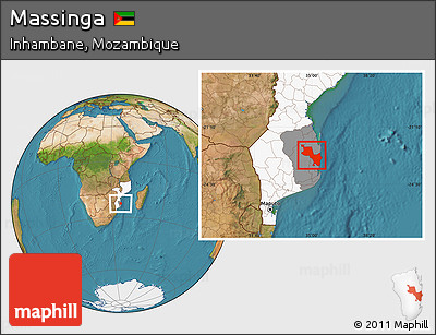 Satellite Location Map of Massinga, highlighted country, highlighted parent region