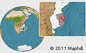 Satellite Location Map of Massinga, highlighted country, highlighted parent region