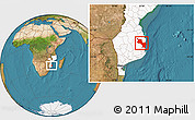 Satellite Location Map of Massinga, highlighted country