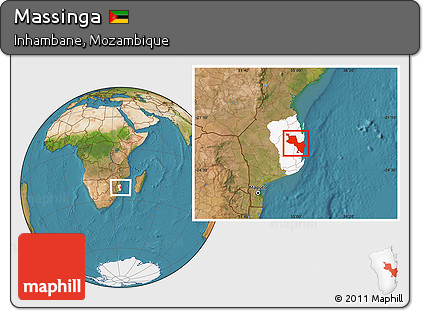 Satellite Location Map of Massinga, highlighted parent region