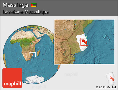 Satellite Location Map of Massinga, highlighted parent region